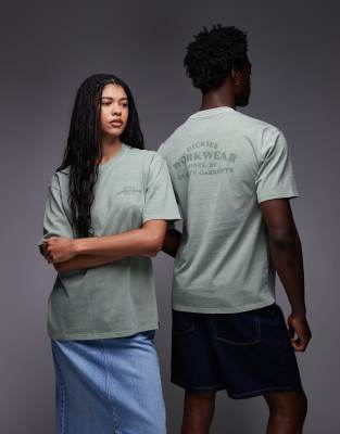 Dickies - Christiana - T-Shirt in Hellgrün mit großem gleichfarbigem Logo auf der Vorderseite