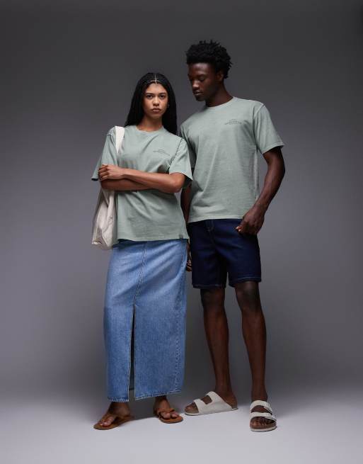 Dickies Christiana t-shirt with large front tonal logo in light green, 3 of 4