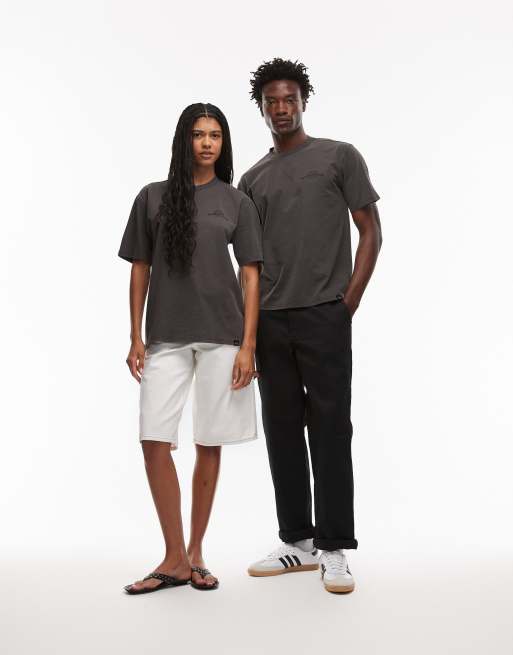 Dickies christiana t-shirt with large front tonal logo in washed black, 4 of 4