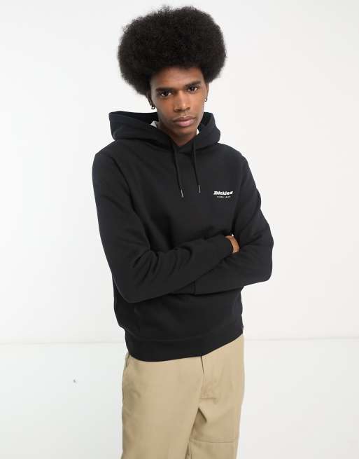 Dickies clackamas back print box logo hoodie in black | ASOS