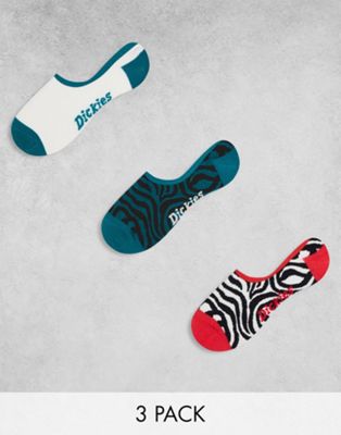 Dickies clackamas invisible low socks 3 pack in zebra print