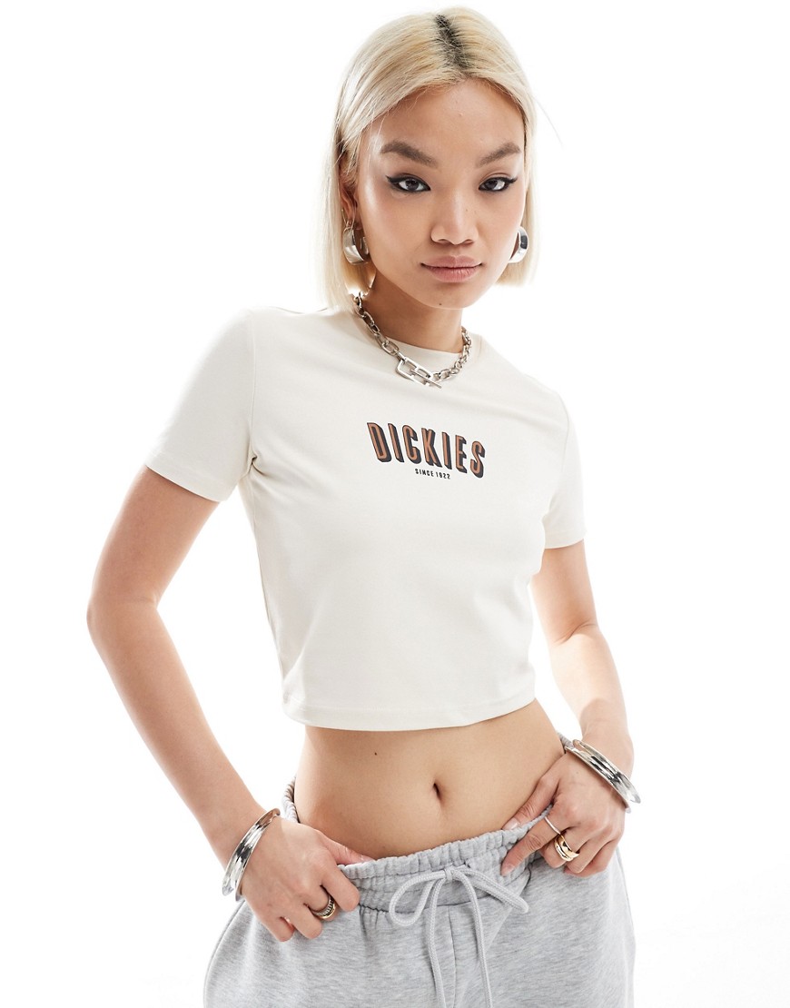 Dickies Clarksville crop t-shirt in off white