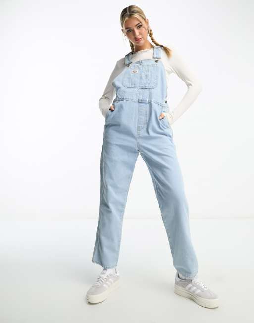 Dickies classic denim bib overalls in vintage blue