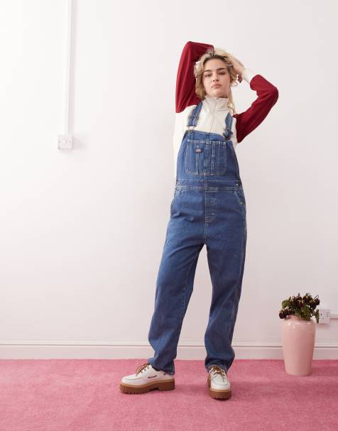 Dickies classic denim dungarees in blue - view 1