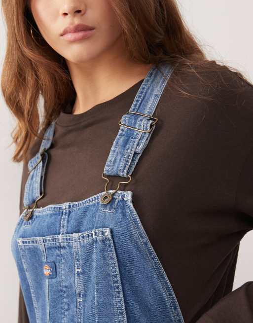 Dickies classic denim dungarees in blue, 2 of 4