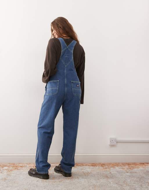 Dickies classic denim dungarees in blue, 3 of 4