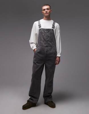 Dickies Dickies classic denim dungarees in tinted washed grey