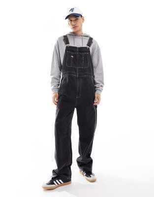 Dickies Dickies classic denim dungarees in washed black