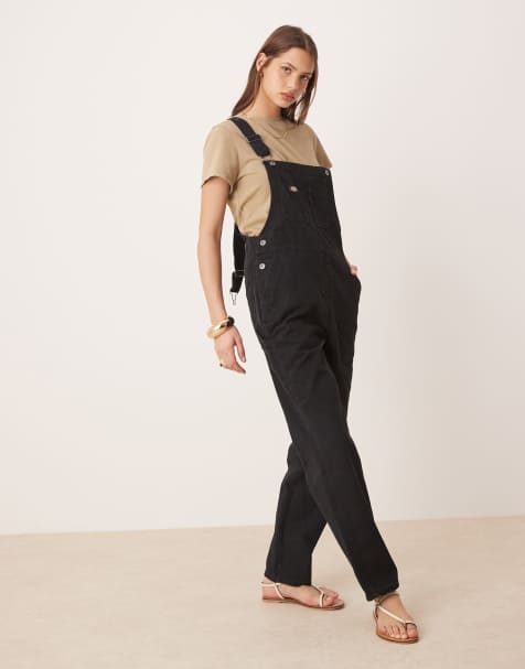 Women's Darkwash Dungarees with Cargo Pockets | UK Size 8-20