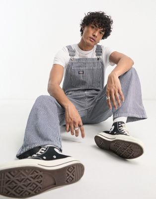 Dickies classic hickory stripe overall dungarees in blue
