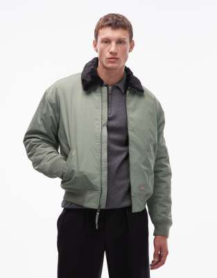 Dickies Dickies coalfield flight jacket with collar detailing in mid green