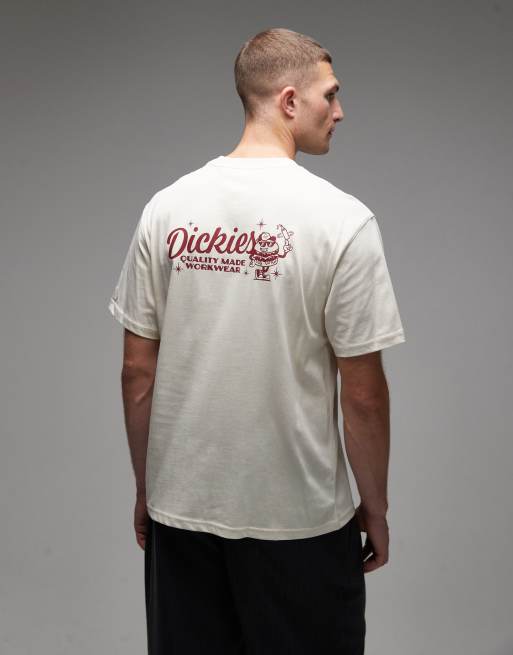 Dickies – Coalton – Naturvit t-shirt med grafiskt hamburgartryck baktill, exklusivt hos ASOS