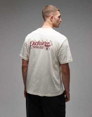 Dickies - Coalton - T-Shirt in Wollweiß mit Burger-Grafikprint auf der Rückseite, exklusiv bei ASOS