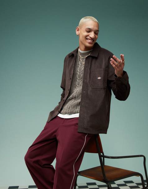 Dickies cord shirt in dark brown - view 1