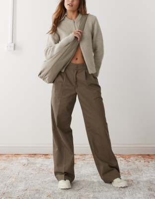 cord straight leg pants in brown