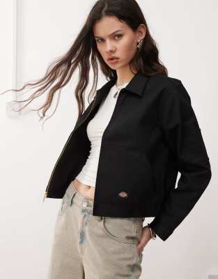 cropped Eisenhower jacket in black