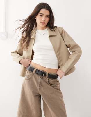 cropped Eisenhower jacket in khaki-Green