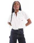 Dickies cropped work shirt with pockets in white