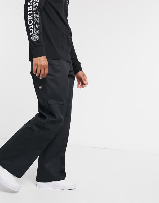 Dickies – Czarne spodnie do pracy z przeszyciami poniżej i powyżej kolan