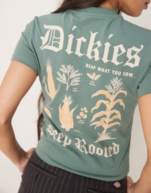 Dickies deep rooted graphic back print baby tee in dark green- exclusive to ASOS, 4 of 4