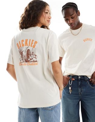 Dickies dendron short sleeve back print t-shirt in off white- exclusive to asos
