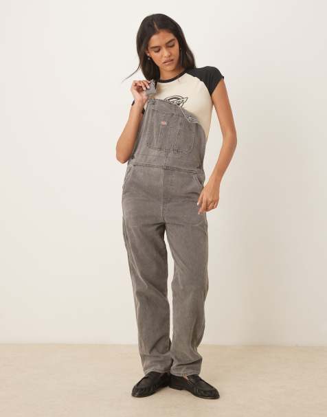 Dickies Denim classic bib in dark grey - view 1