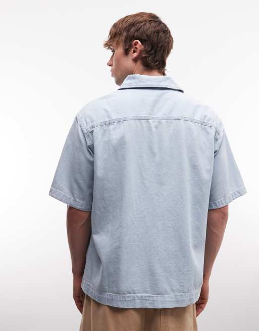 Dickies - Denim overhemd met korte mouwen in lichtblauw, 5 van 5