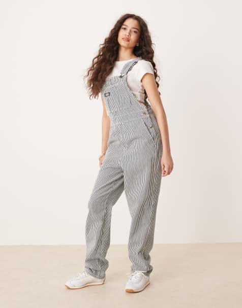 Dickies - Denim tuinbroek met klassieke Hickory-streep in marineblauw - view 1