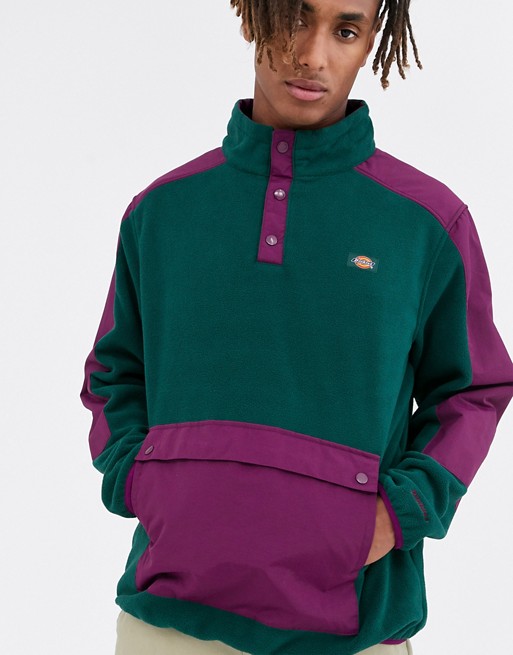 Dickies Denniston colour block fleece with small logo in forest green