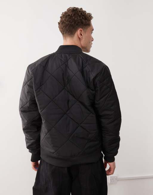 Dickies diamond quilted bomber jacket in black
