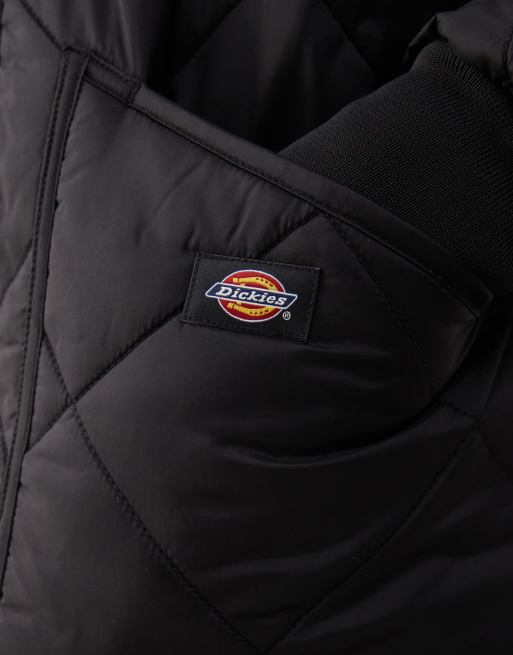 Dickies diamond quilted bomber jacket in black
