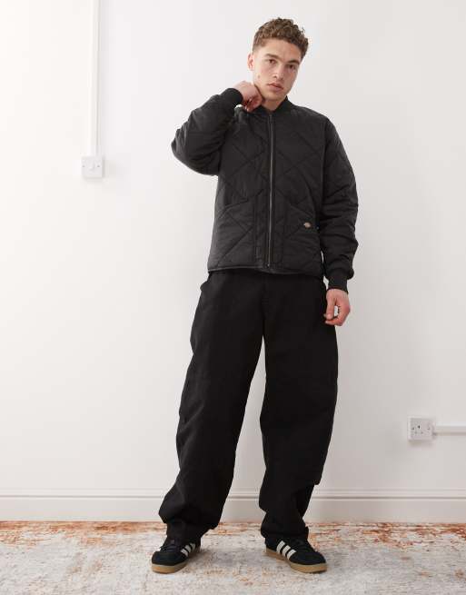 Dickies diamond quilted bomber jacket in black