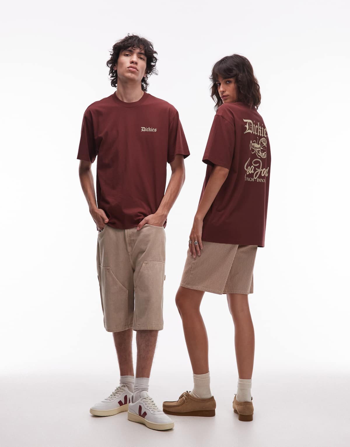 Dickies diner graphic backprint t-shirt in burgundy