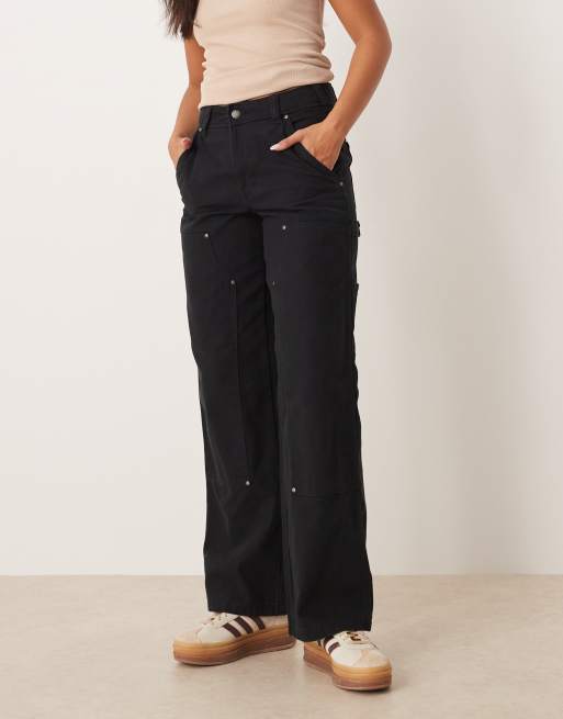 Dickies double knee canvas wide leg trousers in black, 2 of 5