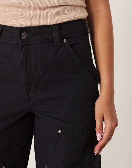 Dickies double knee canvas wide leg trousers in black, 3 of 5