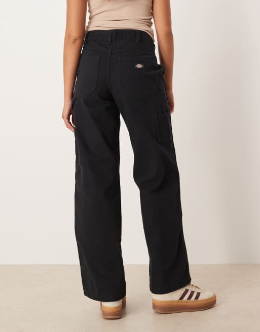 Dickies double knee canvas wide leg trousers in black, 5 of 5