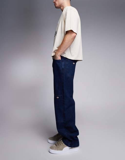 Dickies Double Knee loose fit pants in stone wash indigo blue ASOS