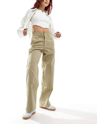 Dickies Double Knee Loose Fit Work Pants In Khaki-green In Green
