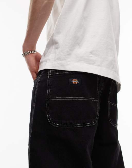 Dickies double knee pants in black denim | ASOS