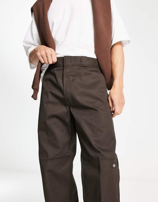 Dickies slim straight double knee work chino trousers in khaki