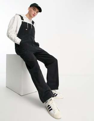 Dickies duck canvas bib dungarees in black