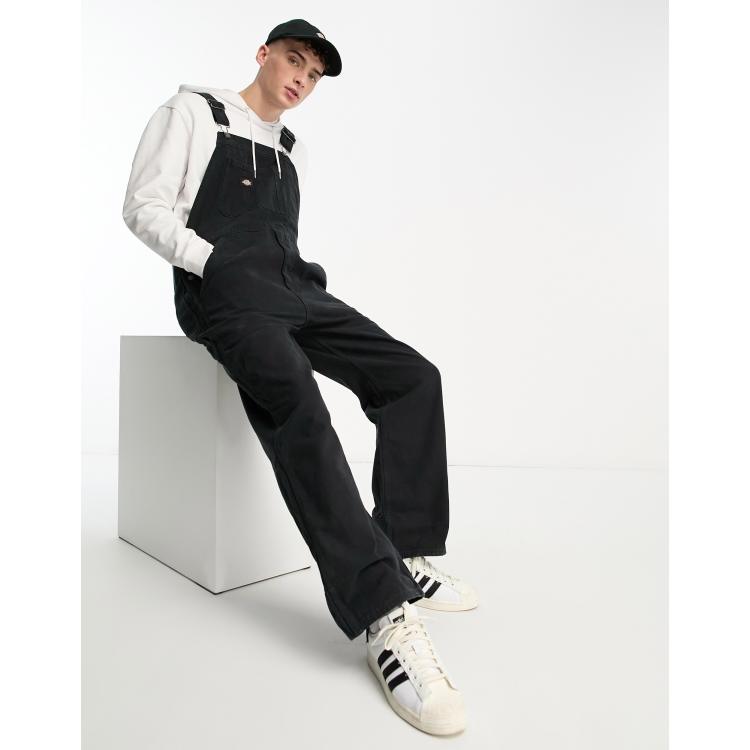 Dickies duck canvas bib dungarees in black | ASOS