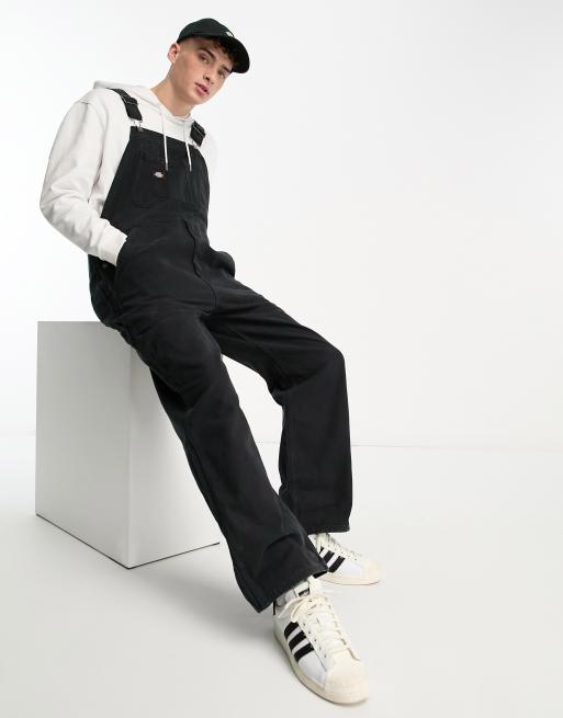 Dickies duck canvas bib dungarees in black | ASOS