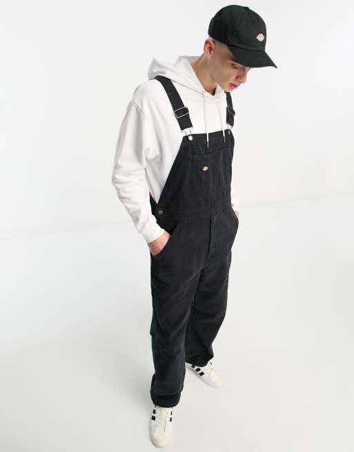 Dickies duck canvas bib dungarees in black | ASOS