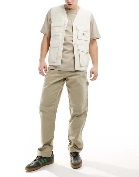 Dickies duck canvas carpenter pants in desert sand - view 1