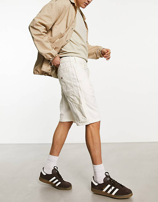 Dickies duck canvas carpenter shorts in off white | ASOS