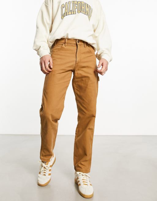 Dickies duck canvas carpenter trousers in brown