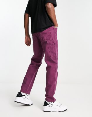 Dickies Duck Canvas carpenter pants in burgundy - ASOS Price Checker
