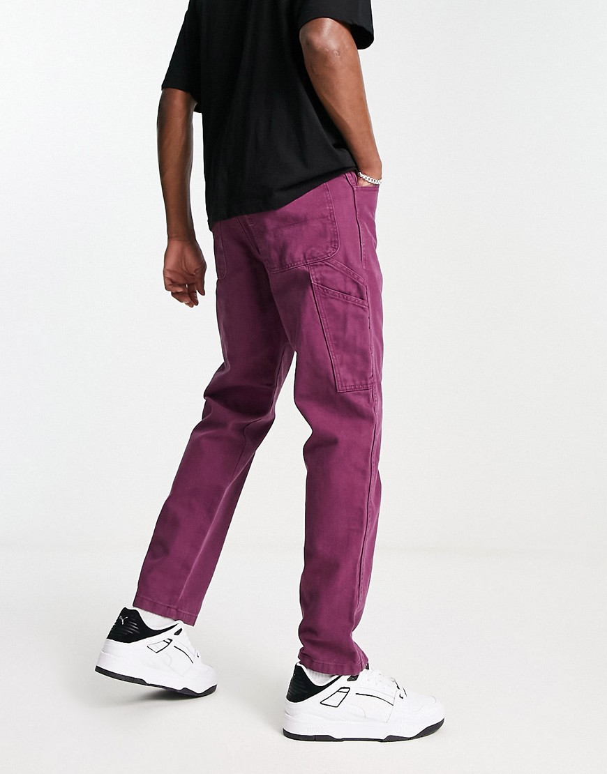 Dickies Duck Canvas carpenter trousers in burgundy-Red
