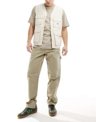Dickies Dickies duck canvas carpenter trousers in desert sand-Neutral